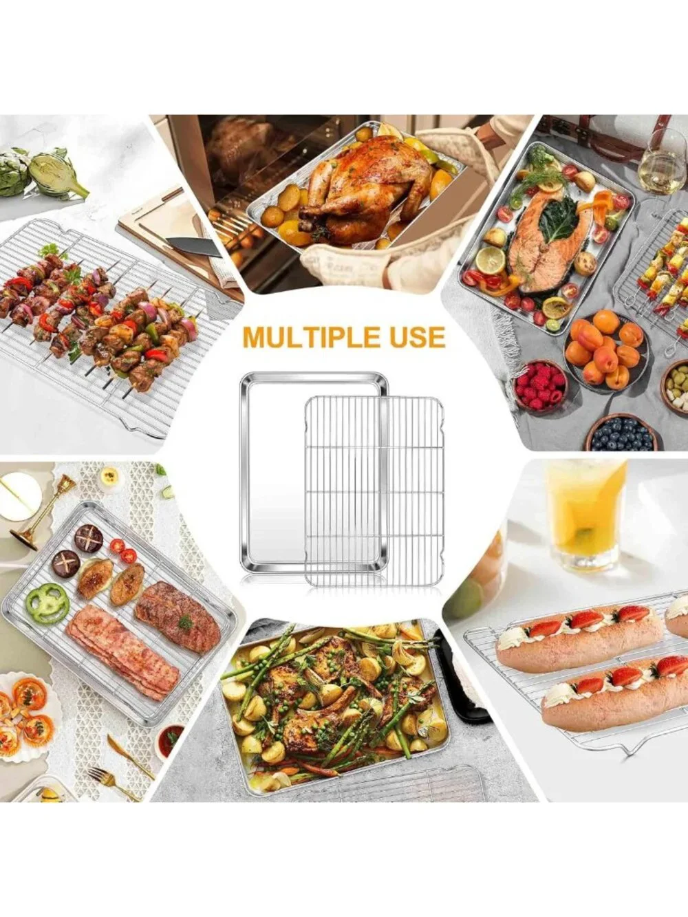 XL Stainless Steel Baking Sheet & Cooling Rack Set - 20x14 Inch Kitchen